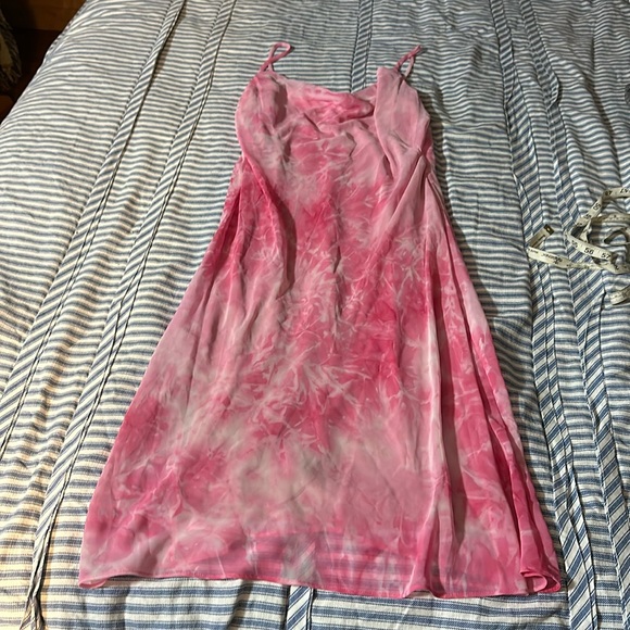 Sage Collective Pink Tie Dye Spaghetti Strap Midi Slip Dress - Picture 2 of 7